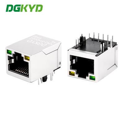 KRJ-SH202ZNL Single-port RJ45 Connector Gigabit Disaring dengan LED Indicator dan Shielding untuk Industrial Ethernet Port