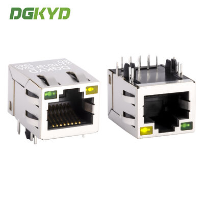 Konektor RJ45 Berlapis 8PIN Industrial Grade dengan Pelapisan Emas 6U untuk Port Jaringan