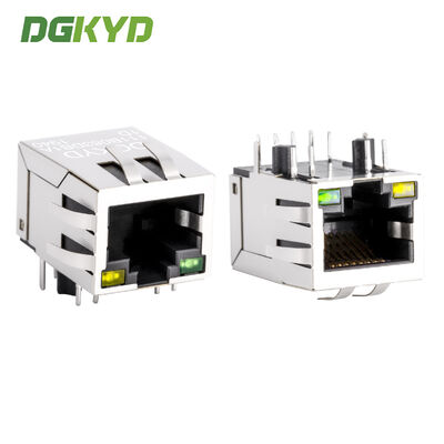 Konektor RJ45 100Mbps dengan trafo terintegrasi dan casing terlindung untuk antarmuka jaringan