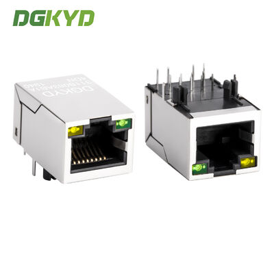 100Mbps Shielded RJ45 Ethernet Connector dengan Integrated Transformer dan LED Indicators