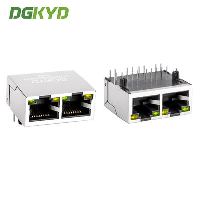 Multi-Port 1X2 RJ45 Connector dengan Gigabit Integrated Filter dan 10-Pin Gold Plated Contact Pins