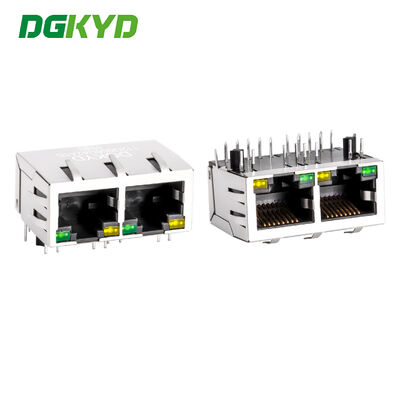 Konektor Ethernet RJ45 Gigabit Transformer Terintegrasi dengan LED dan Pelindung Logam DGKYD112Q066DA2A1D