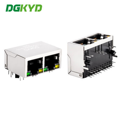Konektor RJ45 Modular Jack dengan Filter Pelapisan Emas 6u dan Port TAB-Down untuk Gigabit Ethernet