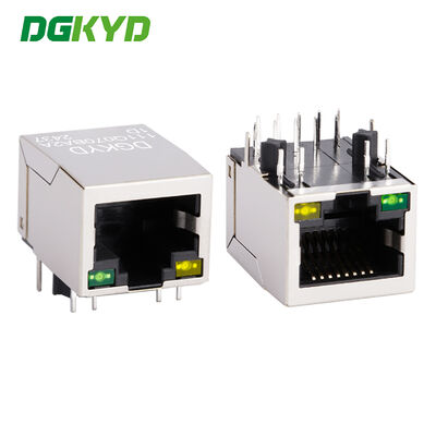 10PIN RJ45 Transformer Dengan Cahaya Dan Perisai Gigabit Ethernet RJ45 Shielded Connector DIP Mount