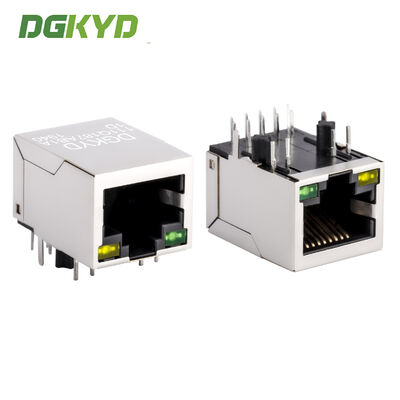 Konektor RJ45 Berlapis Tunggal Industri dengan Transformer Terintegrasi Gigabit RJ45 Jack