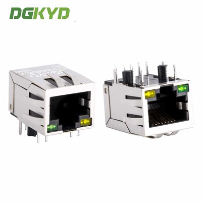 Single Port Gigabit Filter Shielded RJ45 Connector dengan Integrated Magnetics RJ45 Jack untuk PCB Mounting