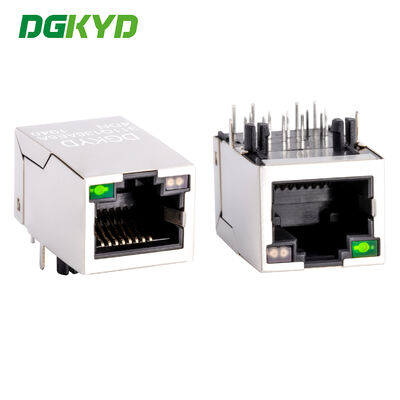 Gigabit Filter Sudut Kanan 90 derajat RJ45 Konektor dengan Cahaya RJ45 Jack Wanita Socket Jaringan