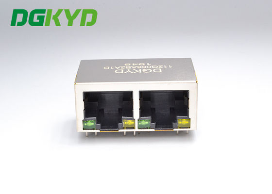Connector Transformer Modular Black Plastic Housing 1000M 2 Port RJ45