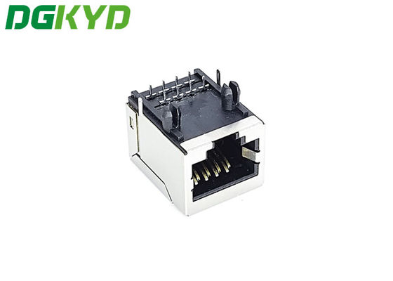 PA66 Black Ethernet Rj45 Connector DIP PCB Mount Tanpa Lampu Datar 8PIN